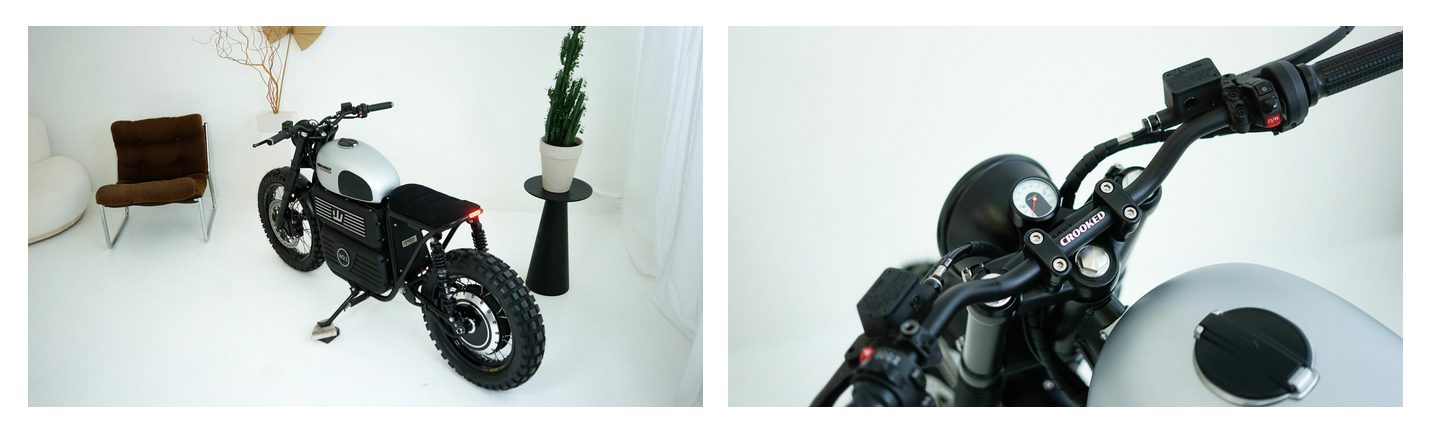 moto custom eléctrica crooked e type